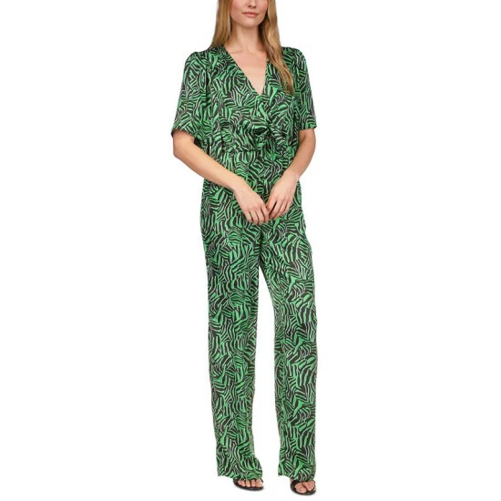 Cheap ๐งจ Michael Kors ๐ฉ Women's Zebra-Print Tie Jumpsuit Spring Green ๐งจ