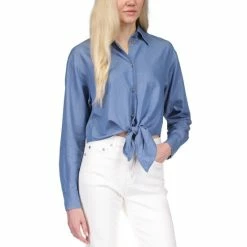 Coupon 🛒 Michael Kors 👩 Women's Chambray Tie-Front 👚 Shirt Light Cadet Wash ✨