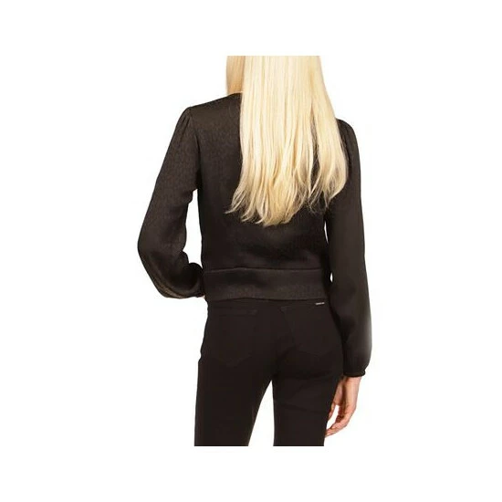 Budget 🤩 Michael Kors Petite Jacquard Animal-Print Tie Top Black 🔥 - Image 2