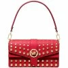 Cheap 👏 Michael Kors Greenwich Medium Studded Leather Convertible Shoulder Bag Crimson 💯