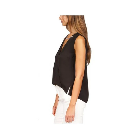 Best Sale ✔️ Michael Kors 👩 Women's Crepe Chain Faux-Wrap Top Spring Green 🌟 - Image 3