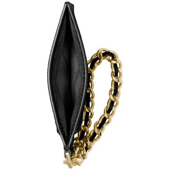 Outlet 😀 Michael Kors Jet Set Charm Small ID Chain Leather Card Holder Black/silver ⌛ - Image 2