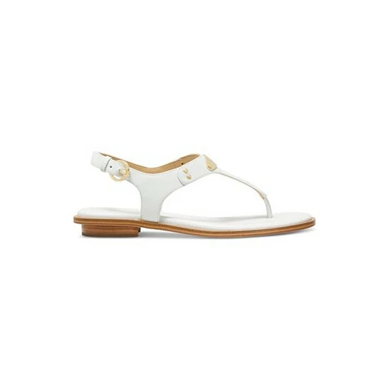 Discount ๐งจ Michael Kors ๐ฉ Women's MK Plate Flat Thong ๐ฉด Sandals Optic White/ White ๐ฅ - Image 2