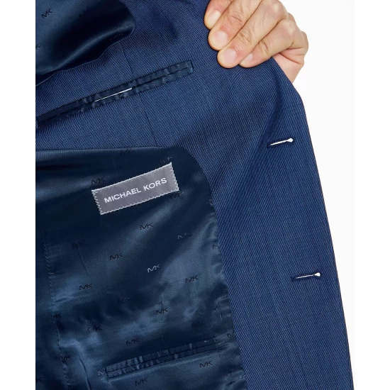 Hot Sale 🛒 Michael Kors Men's Modern-Fit Airsoft Stretch Suit Jackets Blue Tic 🤩 - Image 7