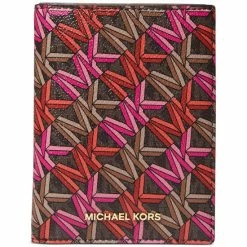 Buy ⭐ Michael Kors Signature Bedford Medium Travel Passport Wallet Brown Multi 👍