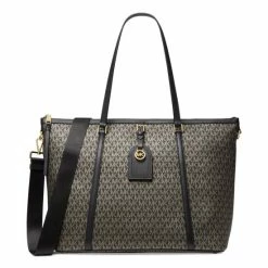 Promo π Michael Kors Signature Heritage Extra Large Travel Sleeve Tote Black/gold π