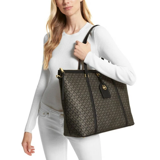 Promo 😉 Michael Kors Signature Heritage Extra Large Travel Sleeve Tote Black/gold 😉 - Image 4
