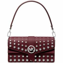 Best Pirce ✨ Michael Kors Greenwich Medium Studded Leather Convertible Shoulder Bag Royal Pink 🤩