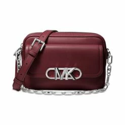 Best Sale ๐ Michael Kors Leather Parker Chain Swag Camera Crossbody Merlot ๐งจ