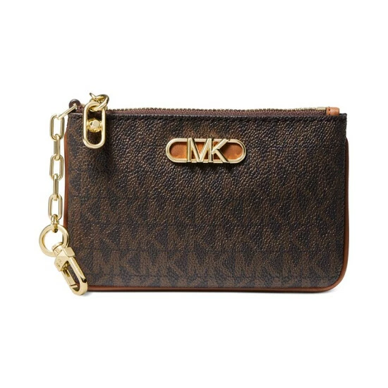 New 🔔 Michael Kors Signature Parker Key Card Holder Brn/acorn ✨