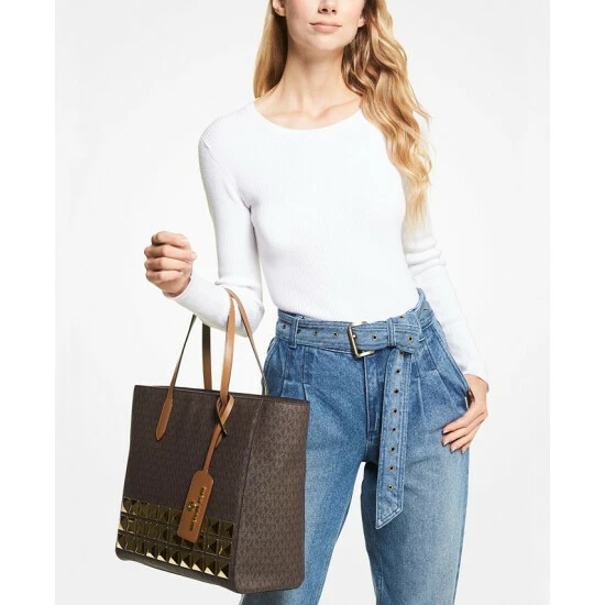 Wholesale ✨ Michael Kors Signature Sinclair Large East West Grab Tote Brown/acorn ❤️ - Image 4