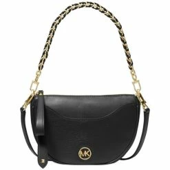 Best reviews of β€οΈ Michael Kors Dover Small Half Moon Leather Pouchette Black π