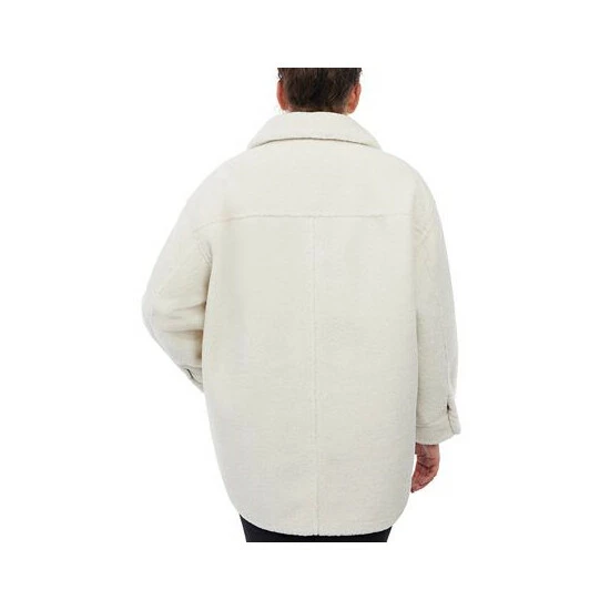 Budget 👏 Michael Kors 👩 Women's Plus Size Faux-Shearling 👚 Shirt Jacket, Created For Macy's Ivory ✨ - Image 2