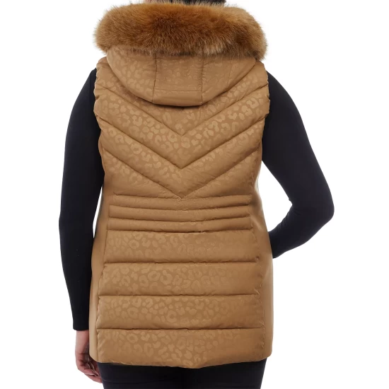 Best Pirce β Michael Kors Plus Size Embossed Faux-Fur-Trim Hooded Puffer Vest Husk π₯ - Image 3