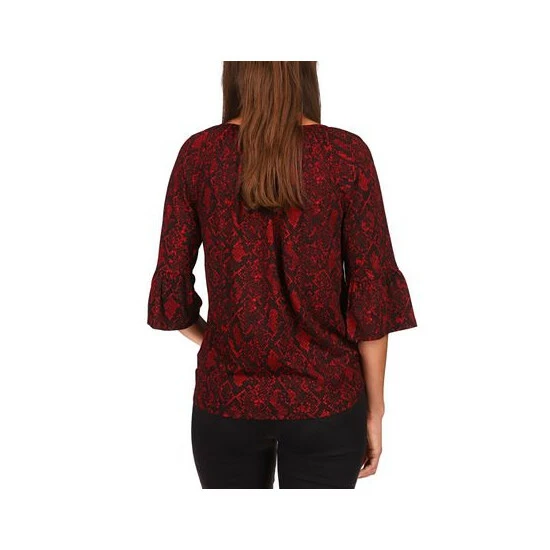 Brand new 🔔 Michael Kors Petite Python-Print Ruffle-Sleeve Top Crimson 🤩 - Image 2