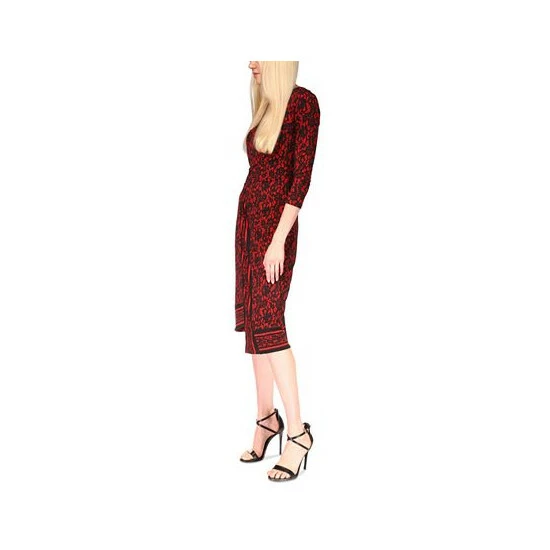 Wholesale โ๏ธ Michael Kors Petite Lace-Detail Asymmetrical-Hem Midi ๐ Dress Crimson ๐งจ - Image 3