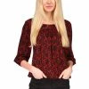 Cheap 🌟 Michael Kors MICHAEL Micheal Kors Petite Lovely Lace Peasant-Style 3/4-Sleeve Top Crimson 💯