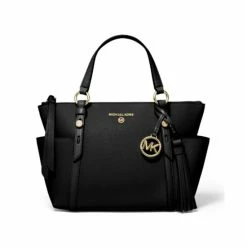 Deals β¨ Michael Kors Sullivan Small Convertible Top Zip Leather Tote Black/silver π
