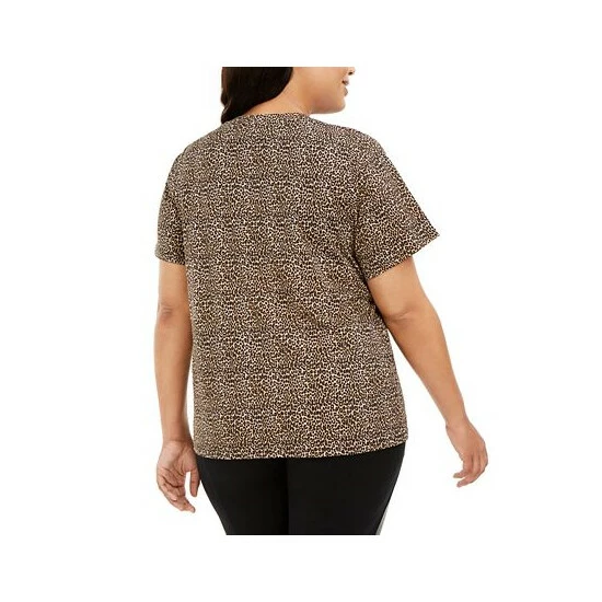 Top 10 👍 Michael Kors Plus Size Animal-Print Logo T-Shirt Dark Camel 🎉 - Image 2