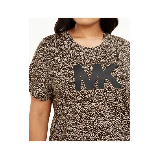 Top 10 👍 Michael Kors Plus Size Animal-Print Logo T-Shirt Dark Camel 🎉 - Image 3
