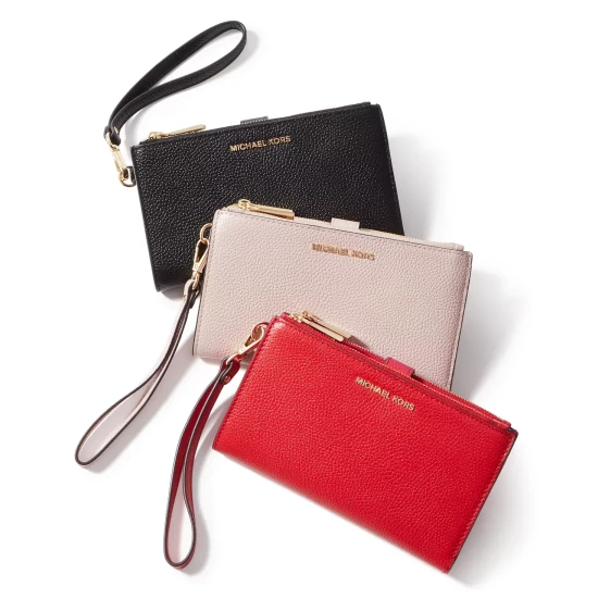 Outlet 🎉 Michael Kors Adele Double-Zip Pebble Leather Phone Wristlet Deep Orange 🔥 - Image 5