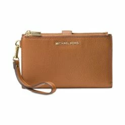 Budget 𧨠Michael Kors Adele Double-Zip Pebble Leather Phone Wristlet Navy π