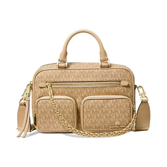 Budget 🥰 Michael Kors Signature Elliot Small Utility Camera Messenger Brown/acorn 🎁