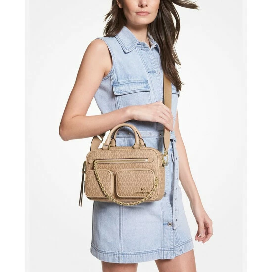 Budget 🥰 Michael Kors Signature Elliot Small Utility Camera Messenger Brown/acorn 🎁 - Image 4