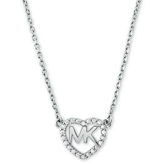 Flash Sale โจ Michael Kors Sterling Silver Crystal Heart Logo Pendant Necklace, 16 + 2 Extender ๐ฅ