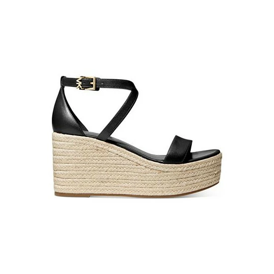 Cheap ⌛ Michael Kors 👩 Women's Serena Espdarille Wedge 🩴 Sandals Black ⌛ - Image 2