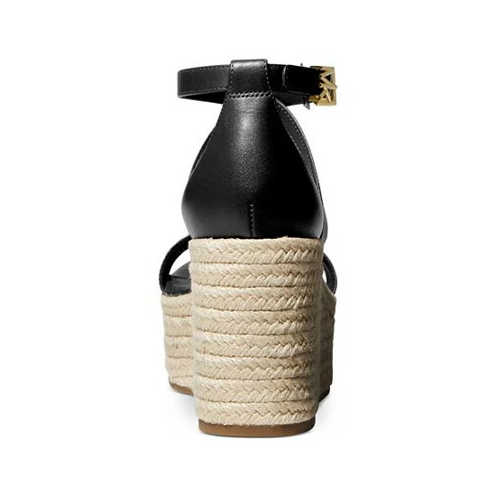 Cheap ⌛ Michael Kors 👩 Women's Serena Espdarille Wedge 🩴 Sandals Black ⌛ - Image 3