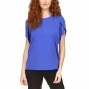 Discount ⭐ Michael Kors Petite Solid Petal Sleeve Top Royal 🧨