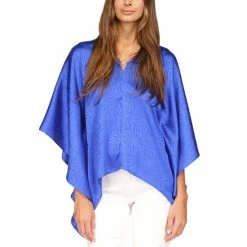 Best Sale ๐ Michael Kors ๐ฉ Women's Jacquard Handkerchief-Hem Top Royal ๐