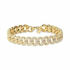 Brand new 🧨 Michael Kors Gold-Tone Sterling Silver Cubic Zirconia Link Statement Bracelet 🔔
