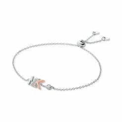 Top 10 ⌛ Michael Kors Two-Tone Sterling Silver Cubic Zirconia & Layered Logo Slider Bracelet Two Tone 🔔