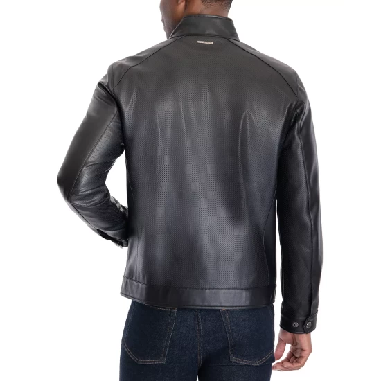 Best reviews of ๐ Michael Kors Men's Perforated Faux Leather Moto Jacket, Created For Macy's Espresso ๐ - Image 7