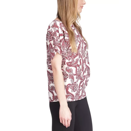 Best Pirce ๐คฉ Michael Kors Petite Velvet Shimmer Long Sleeve Top Dark Ruby ๐ฅ