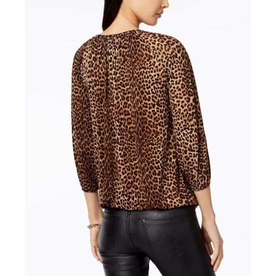 New 🤩 Michael Kors Leopard-Print Peasant Top, In Regular & Petite Sizes 😀 - Image 3