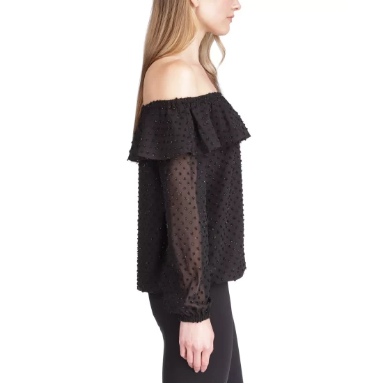 Cheapest ⌛ Michael Kors 👩 Women's Clip-Dot Off-The-Shoulder Top, Regular & Petite Black 🎁 - Image 5