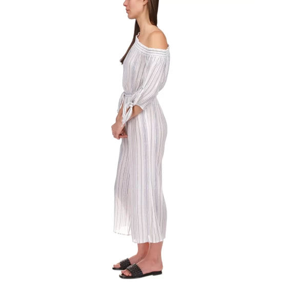 Top 10 ⭐ Michael Kors Striped One-Shoulder Jumpsuit Dusty Rose 💯 - Image 4