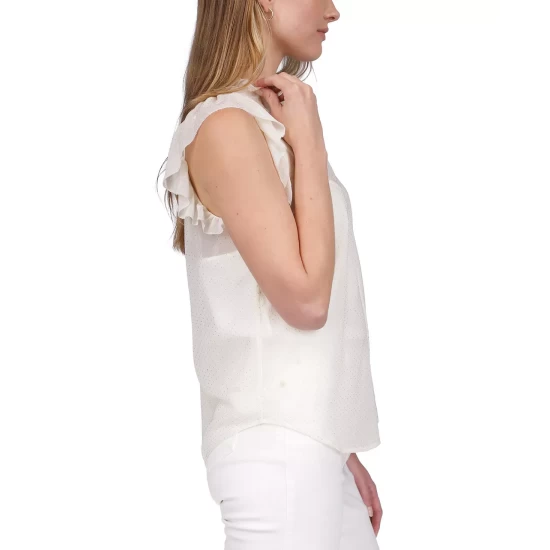 Budget ๐งจ Michael Kors Dewdrop Chiffon Ruffled Top, Regular & Petite Sizes Bone ๐ - Image 5