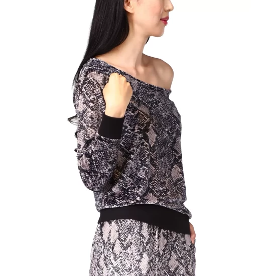 Best deal π Michael Kors π© Women's Snake-Print Off-The-Shoulder Top Black π - Image 5