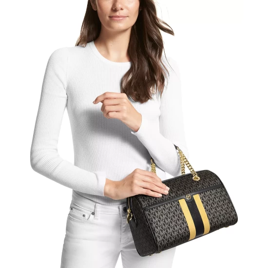 Coupon 👏 Michael Kors Signature Blaire Duffle Satchel Black/silver 🥰 - Image 4