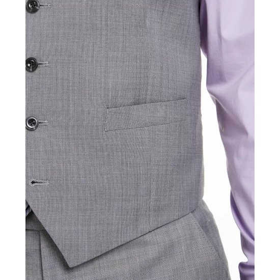 Wholesale 😉 Michael Kors Men's Modern-Fit Airsoft Stretch Suit Vest Gray Sharkskin 👍 - Image 4