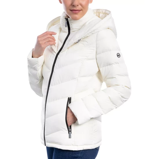 Cheapest 💯 Michael Kors 👩 Women's Plus Size Faux-Fur-Trim Hooded Quilted 🧥 Coat Black 👏 - Image 3