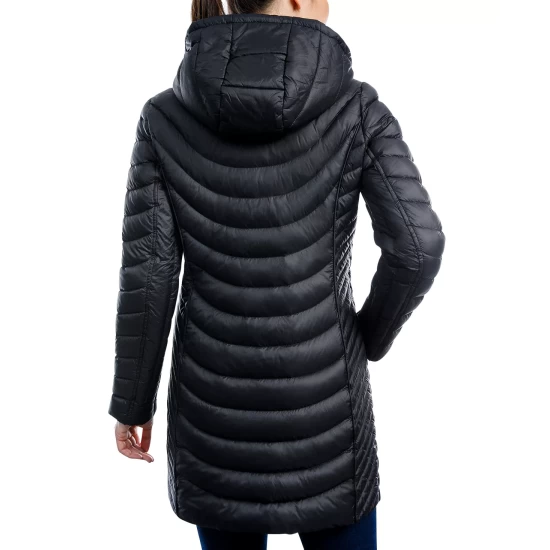 Cheapest ๐ Michael Kors ๐ฉ Women's Belted Hooded Faux-Fur-Trim Puffer ๐งฅ Coat Burgundy ๐ - Image 3