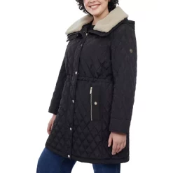 Flash Sale ⌛ Michael Kors Plus Size Logo-Print Velour Hoodie 👗 Dress Black 🔥