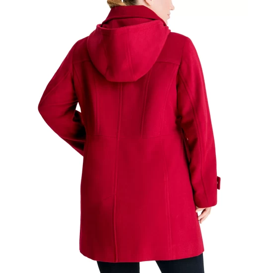 Best Pirce π Michael Kors π© Women's Plus Size Hooded Point-Collar π§₯ Coat, Created For Macy's Red π― - Image 5