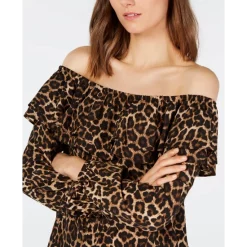 New β¨ Michael Kors π© Women's Printed Chain-Neck Wide-Leg Jumpsuit Husk Animal β€οΈ