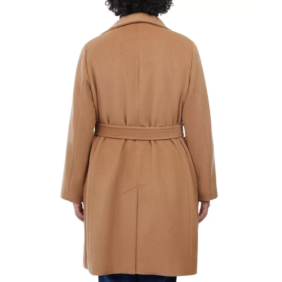 Best deal π― Michael Kors Plus Size Asymmetric Belted Wrap π§₯ Coat, Created For Macy's Camel π - Image 4